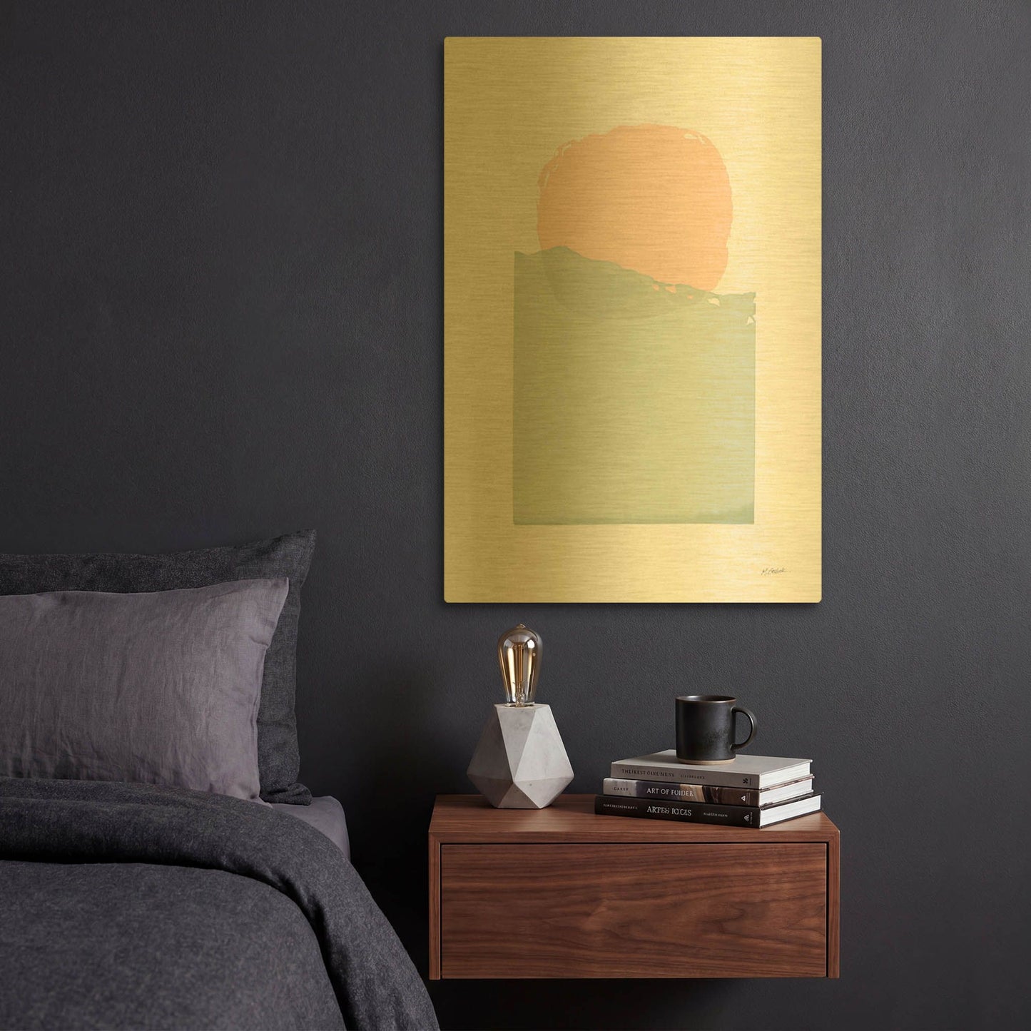 'Buoyant Pink And Green' By Mike Schick Gold Metal Wall Art
