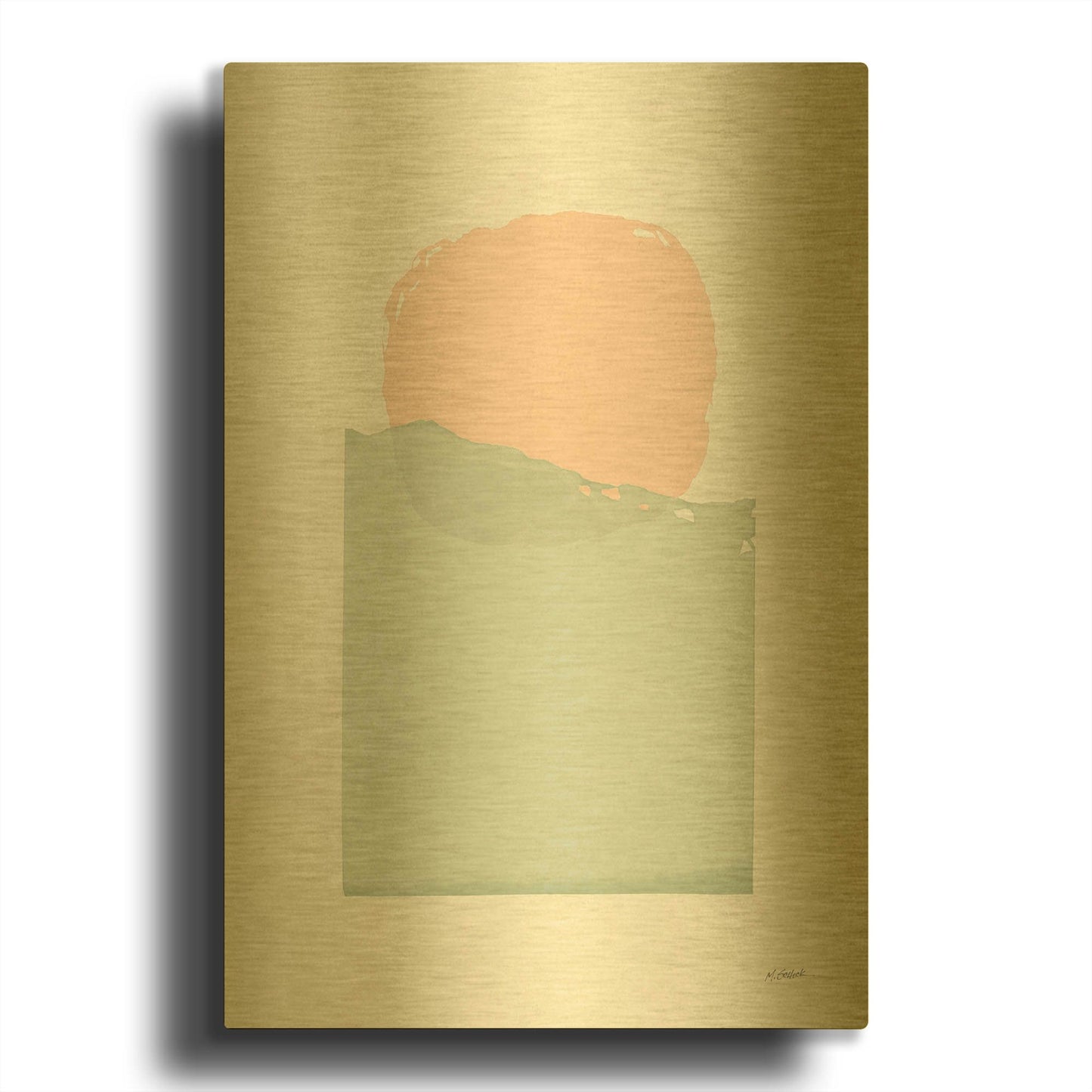 'Buoyant Pink And Green' By Mike Schick Gold Metal Wall Art