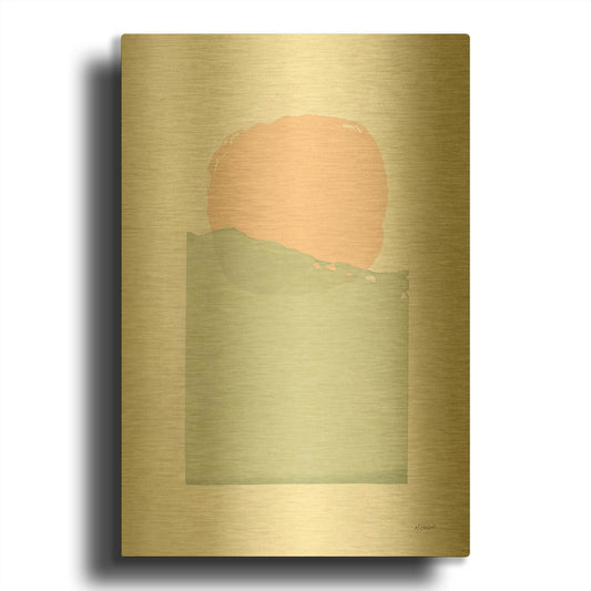 'Buoyant Pink And Green' By Mike Schick Gold Metal Wall Art