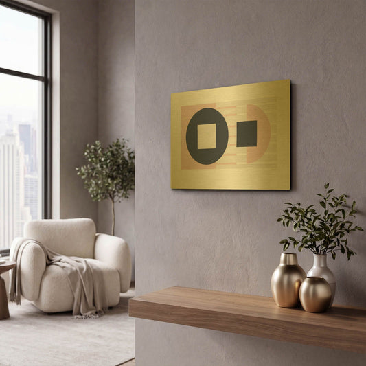 'Laterally Speaking Pink' By Mike Schick Gold Metal Wall Art