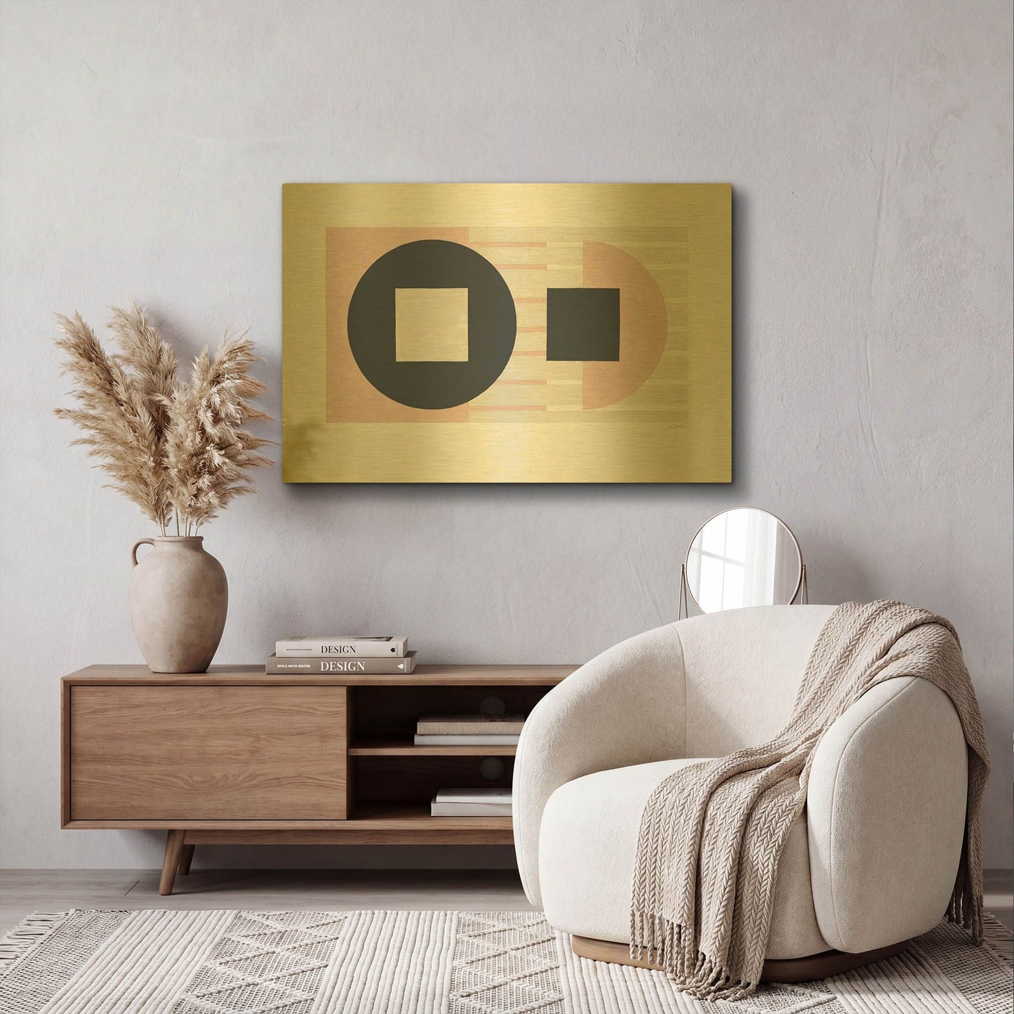'Laterally Speaking Pink' By Mike Schick Gold Metal Wall Art