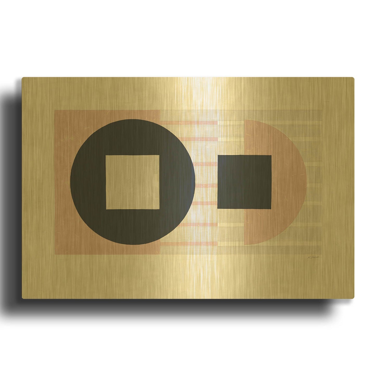 'Laterally Speaking Pink' By Mike Schick Gold Metal Wall Art