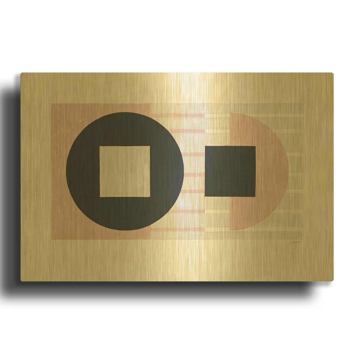 'Laterally Speaking Pink' By Mike Schick Gold Metal Wall Art
