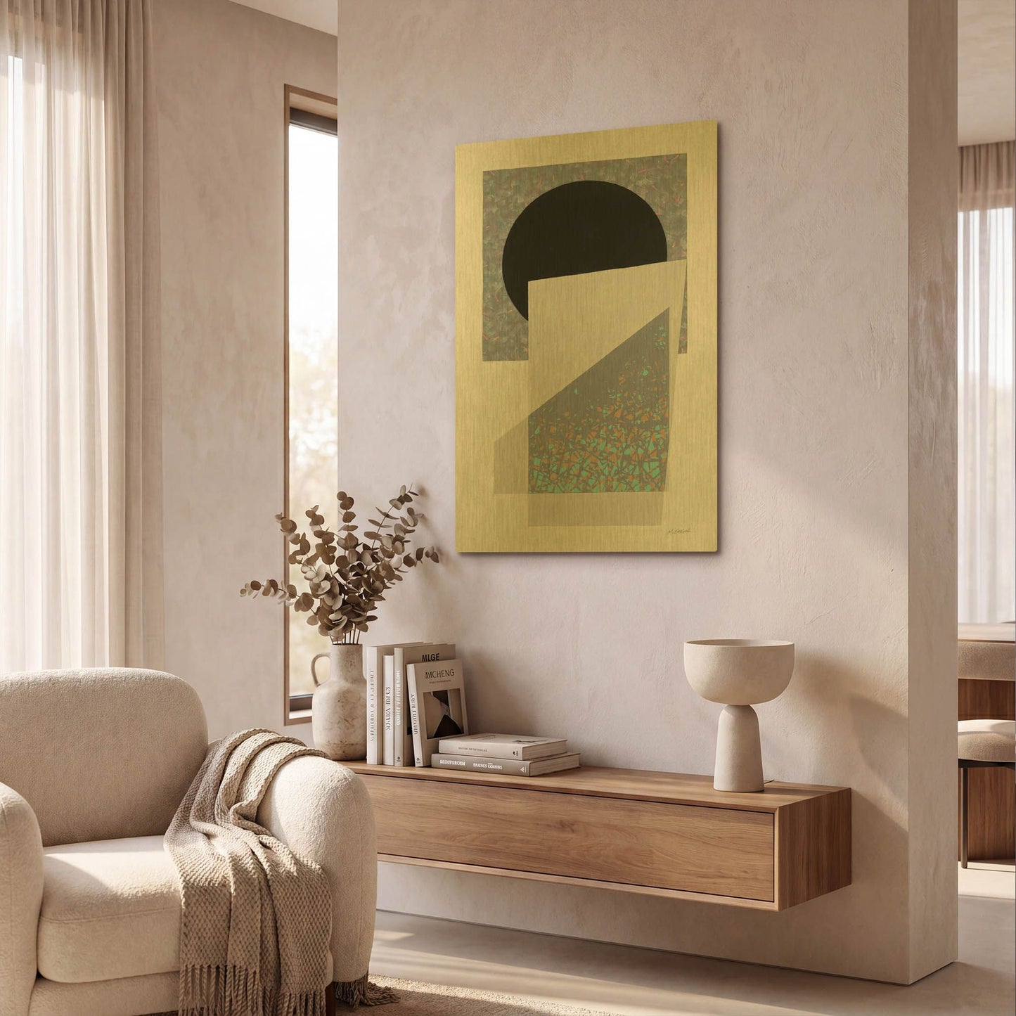 'Full Moon I V2' By Mike Schick Gold Metal Wall Art