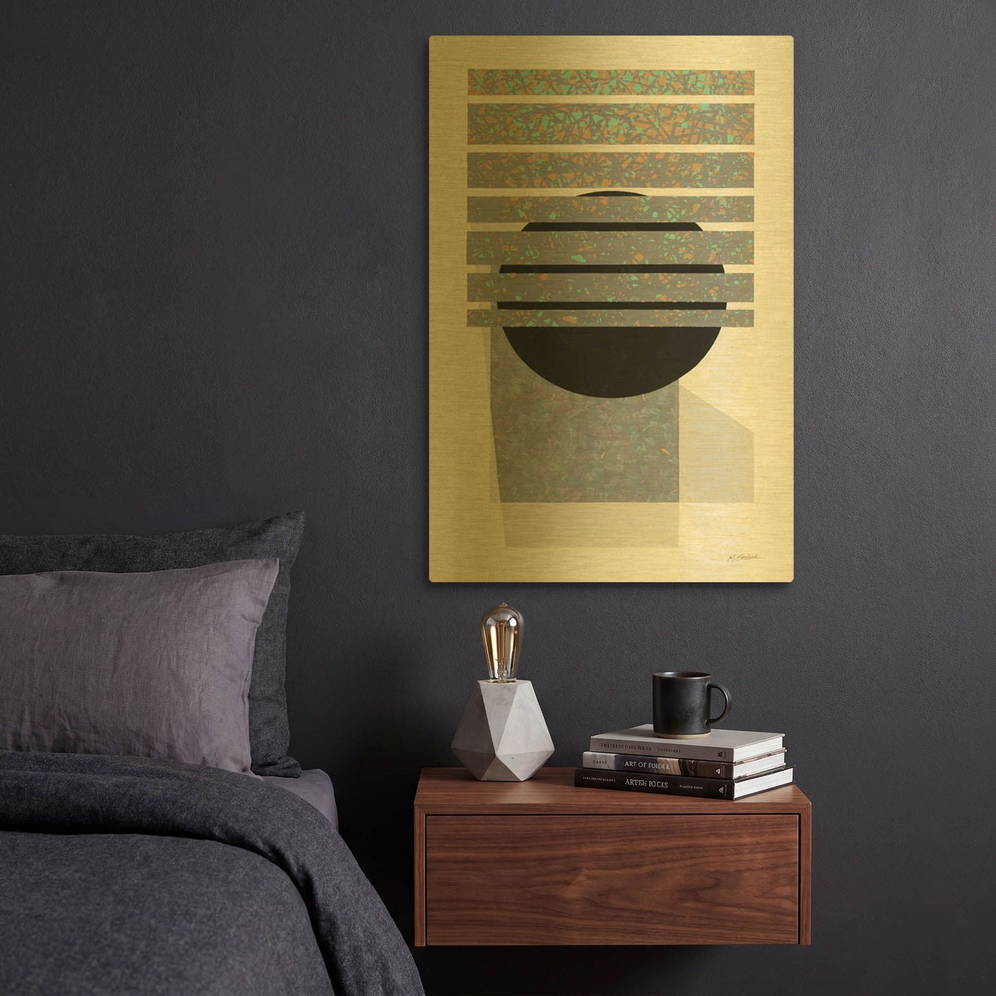 'Full Moon II V2' By Mike Schick Gold Metal Wall Art