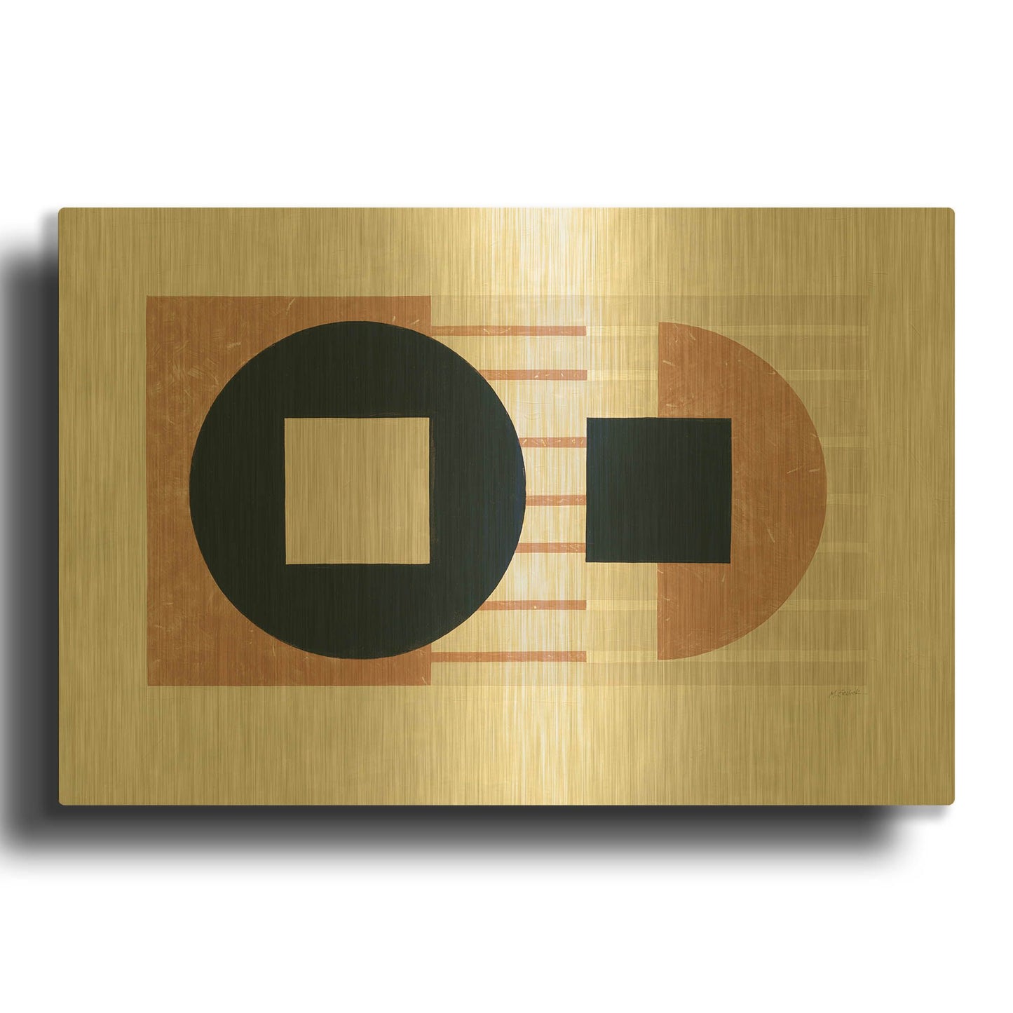 'Laterally Speaking Warm' By Mike Schick Gold Metal Wall Art
