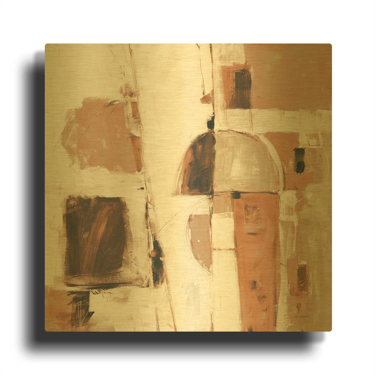 'Down To The Street Warm' By Mike Schick Gold Metal Wall Art