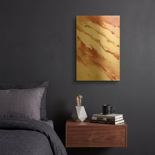 'Drift V2 Red' By Mike Schick Gold Metal Wall Art