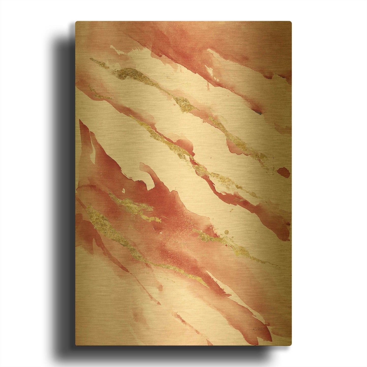 'Drift V2 Red' By Mike Schick Gold Metal Wall Art