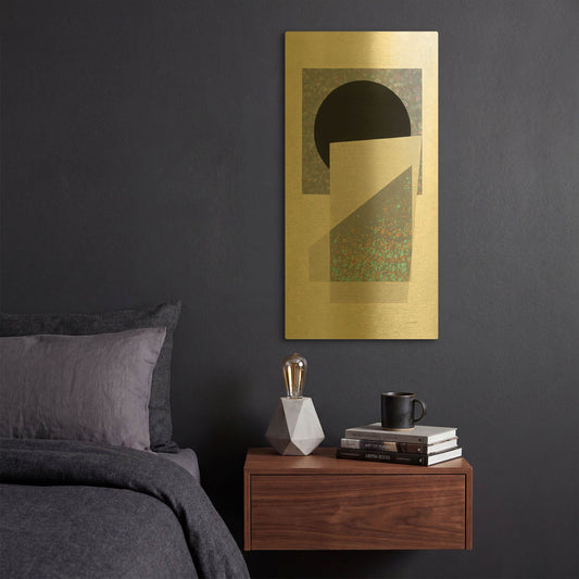 'Full Moon I V2 Panel' By Mike Schick Gold Metal Wall Art