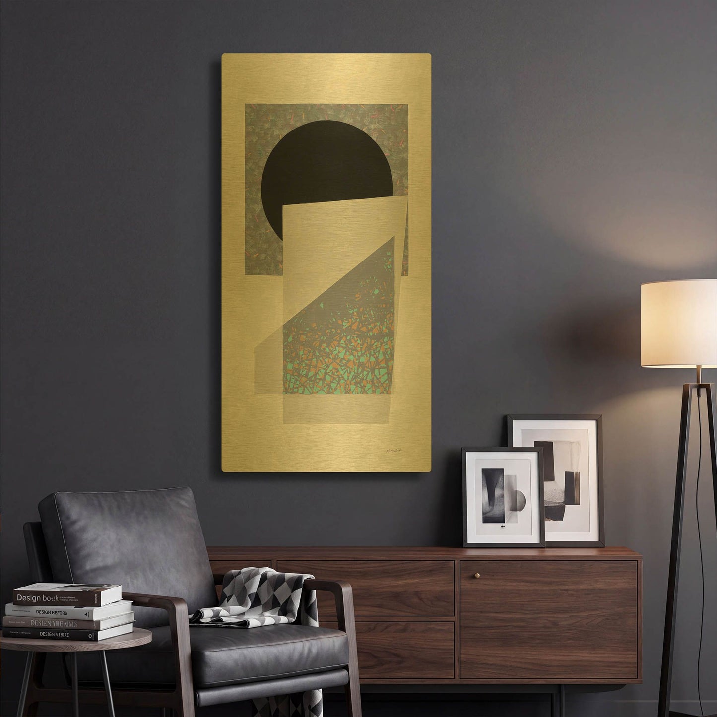 'Full Moon I V2 Panel' By Mike Schick Gold Metal Wall Art