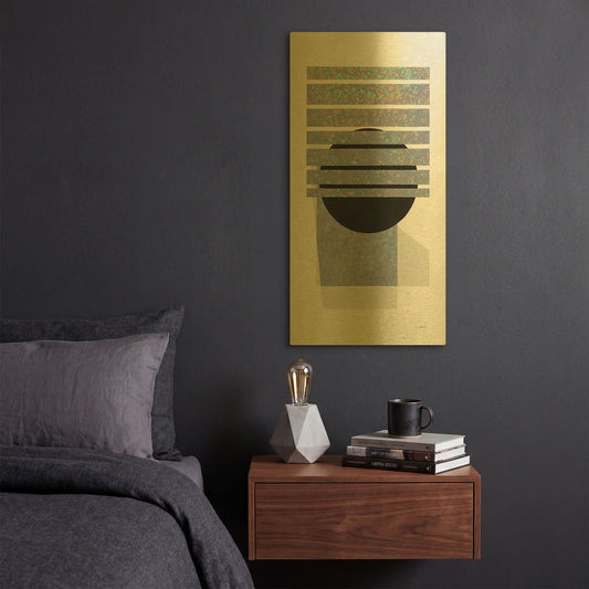 'Full Moon II V2 Panel' By Mike Schick Gold Metal Wall Art