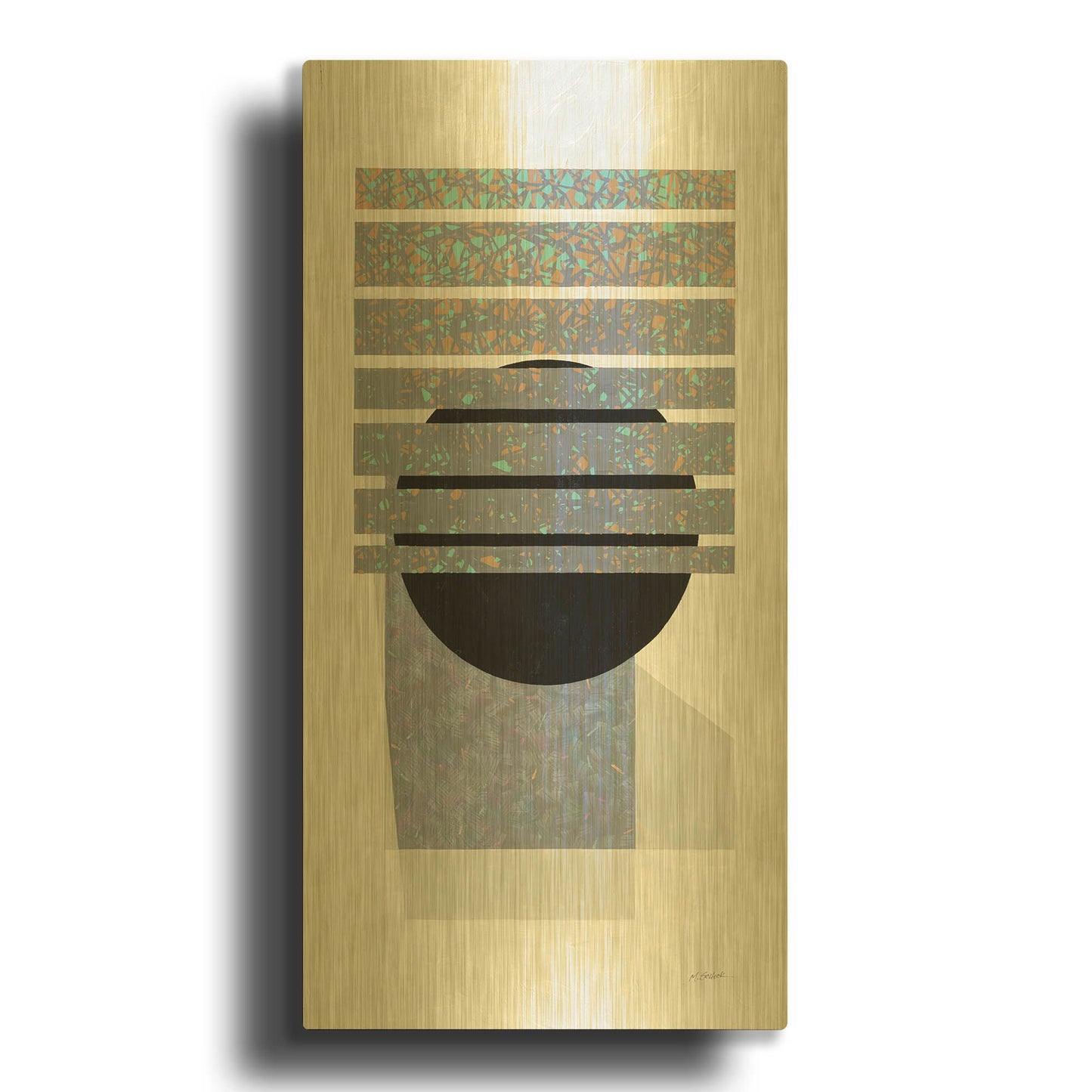 'Full Moon II V2 Panel' By Mike Schick Gold Metal Wall Art