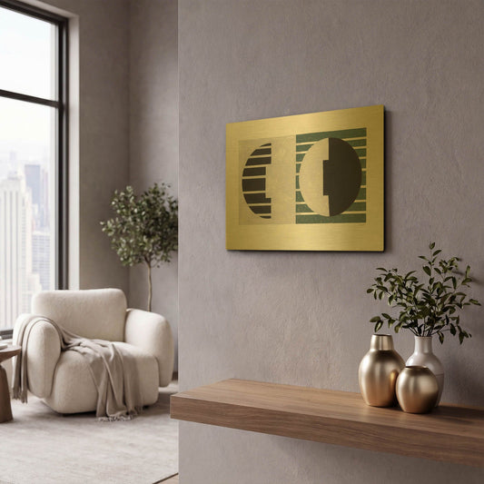'Latitude Green' By Mike Schick Gold Metal Wall Art