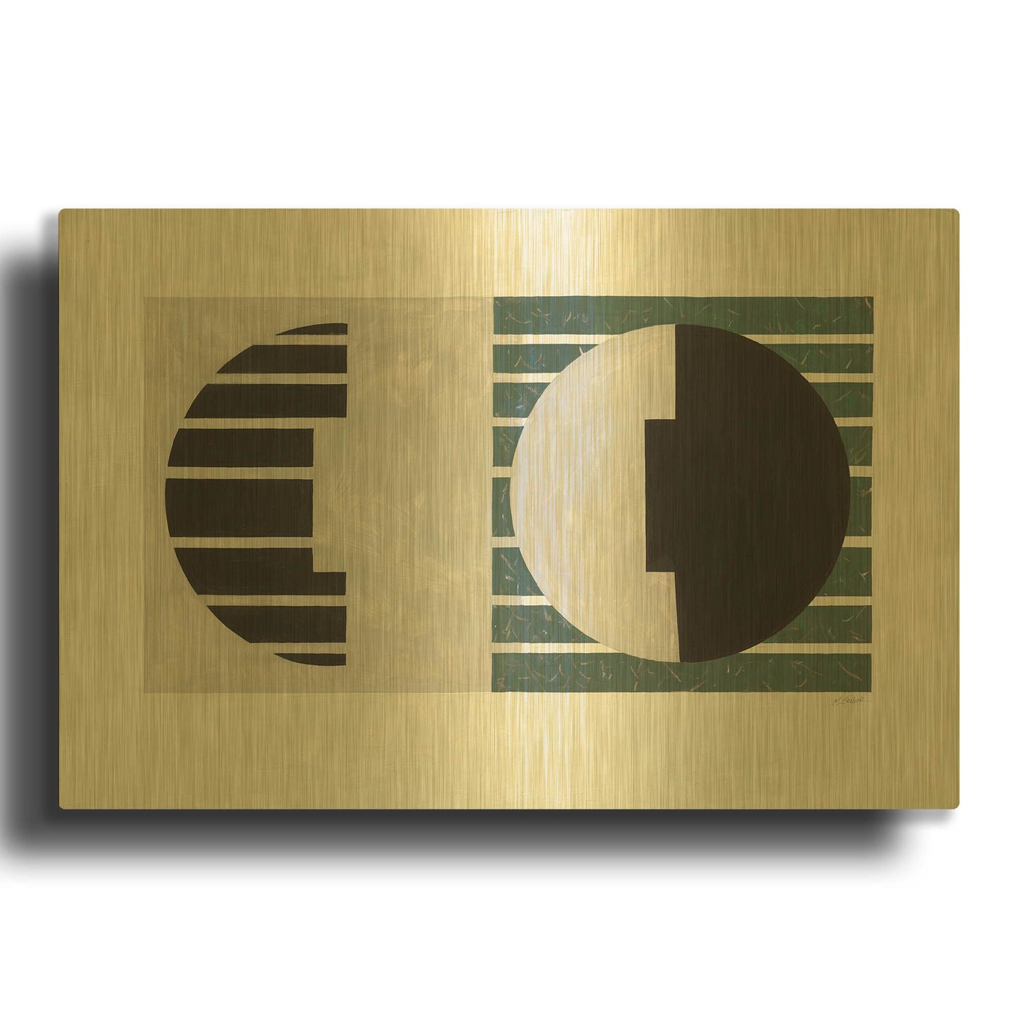 'Latitude Green' By Mike Schick Gold Metal Wall Art