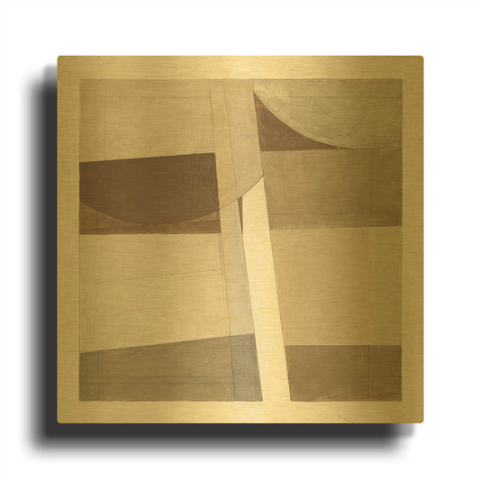 'Sunny Side Up Brown' By Mike Schick Gold Metal Wall Art