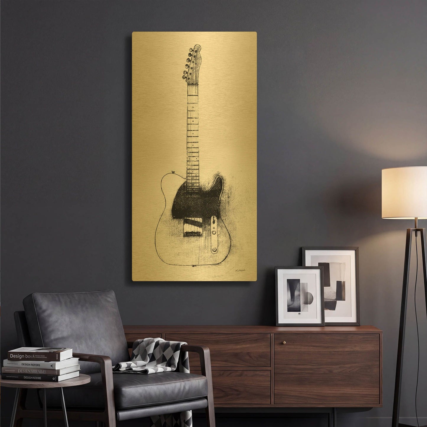 'Garage Band I' By Mike Schick Gold Metal Wall Art