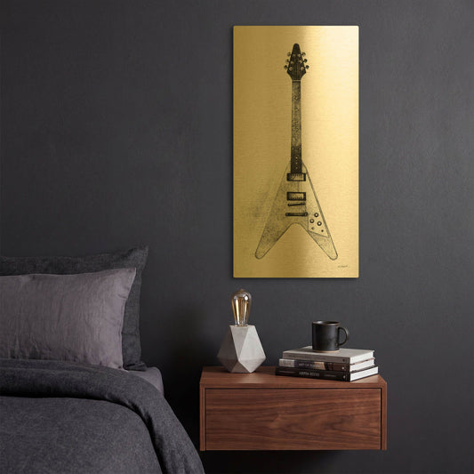 'Garage Band III' By Mike Schick Gold Metal Wall Art