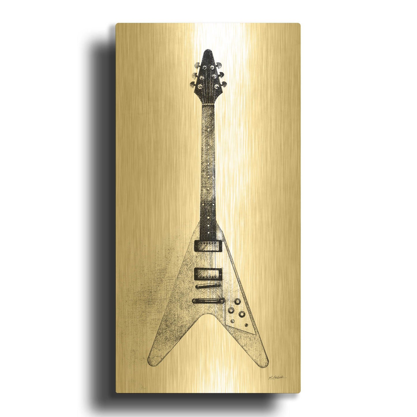 'Garage Band III' By Mike Schick Gold Metal Wall Art