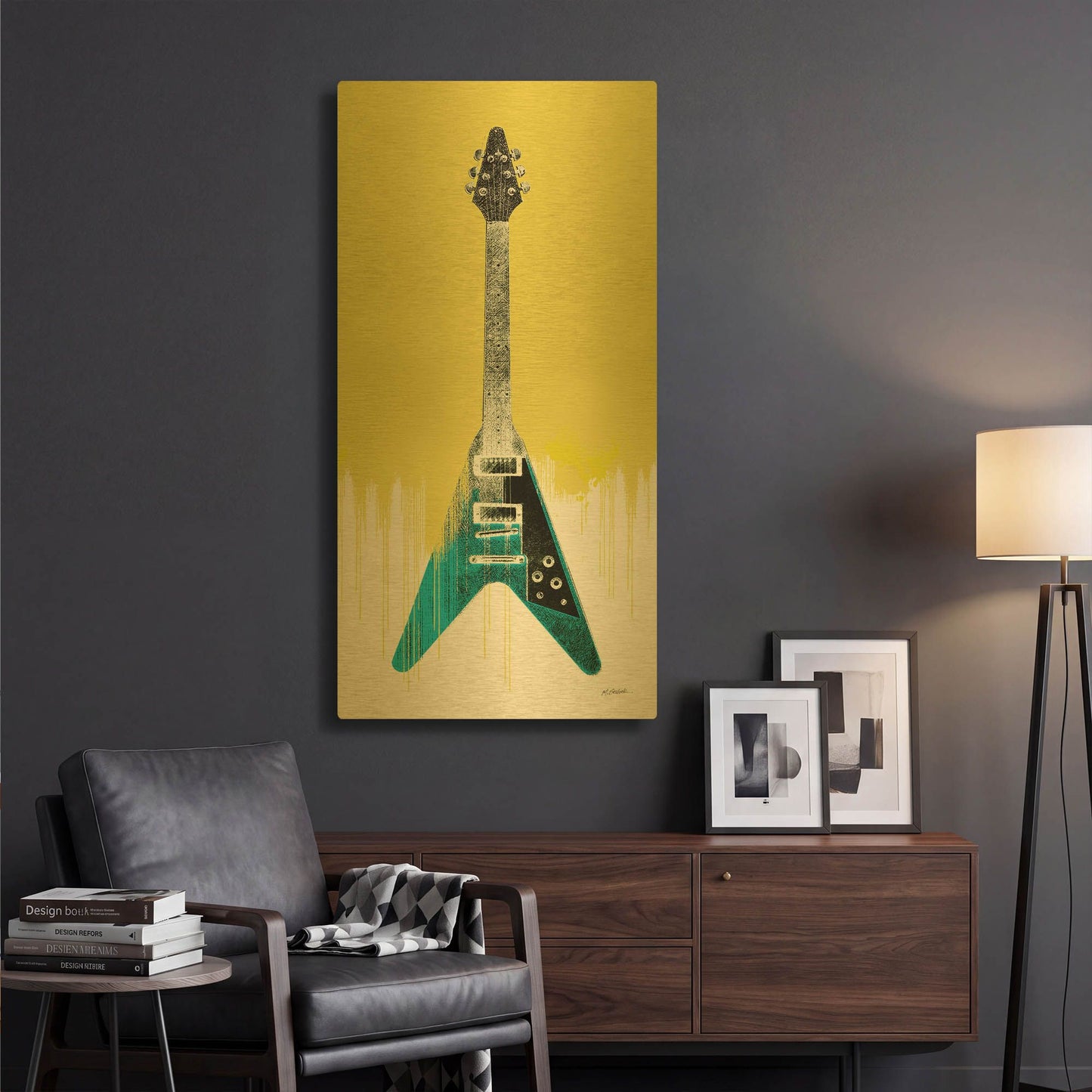 'Garage Band III Paint' By Mike Schick Gold Metal Wall Art