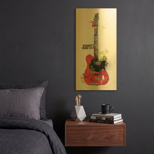 'Garage Band I Graffiti' By Mike Schick Gold Metal Wall Art