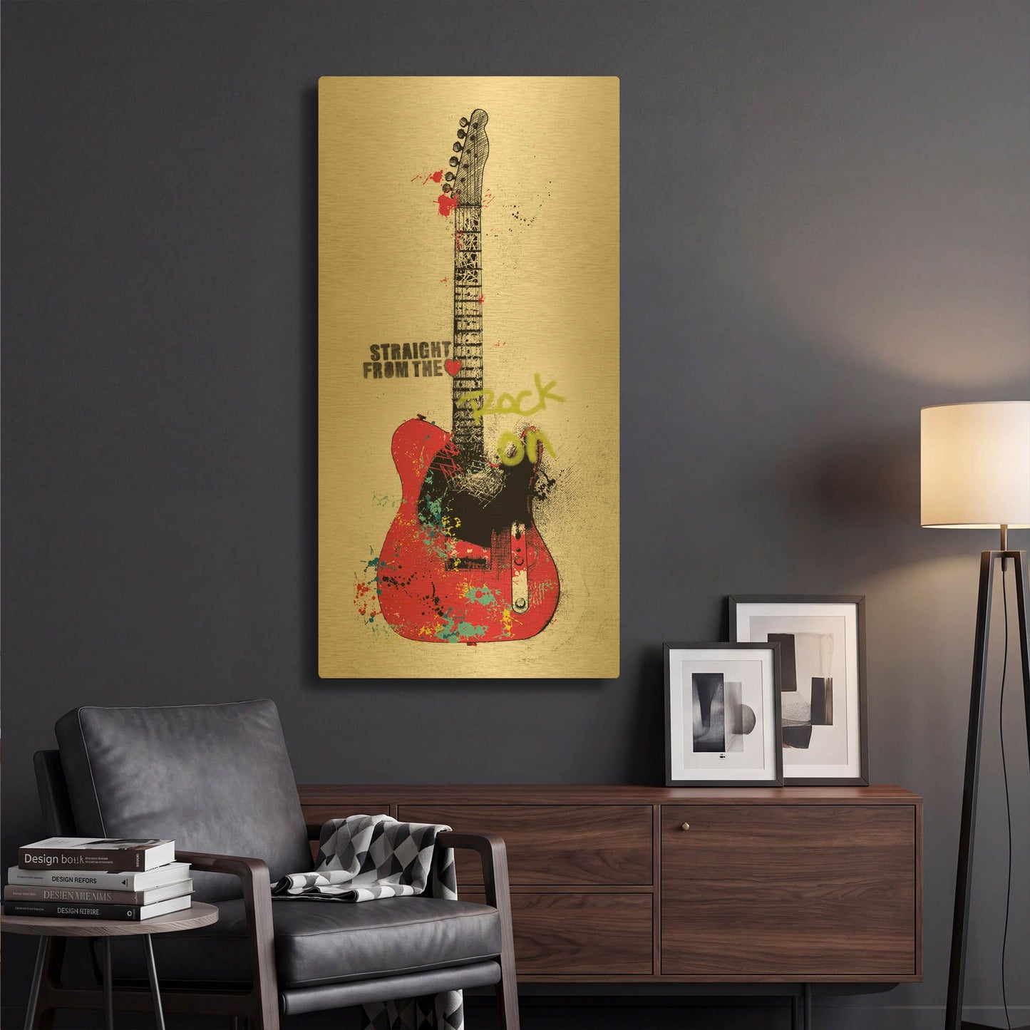 'Garage Band I Graffiti' By Mike Schick Gold Metal Wall Art