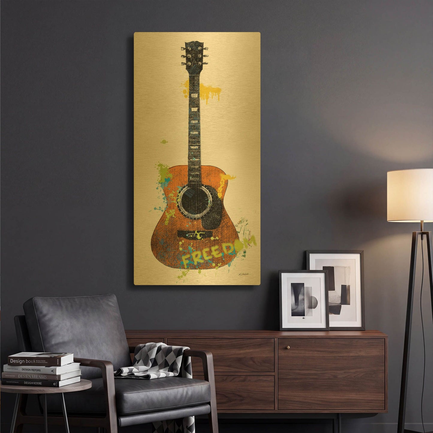 'Garage Band II Graffiti' By Mike Schick Gold Metal Wall Art