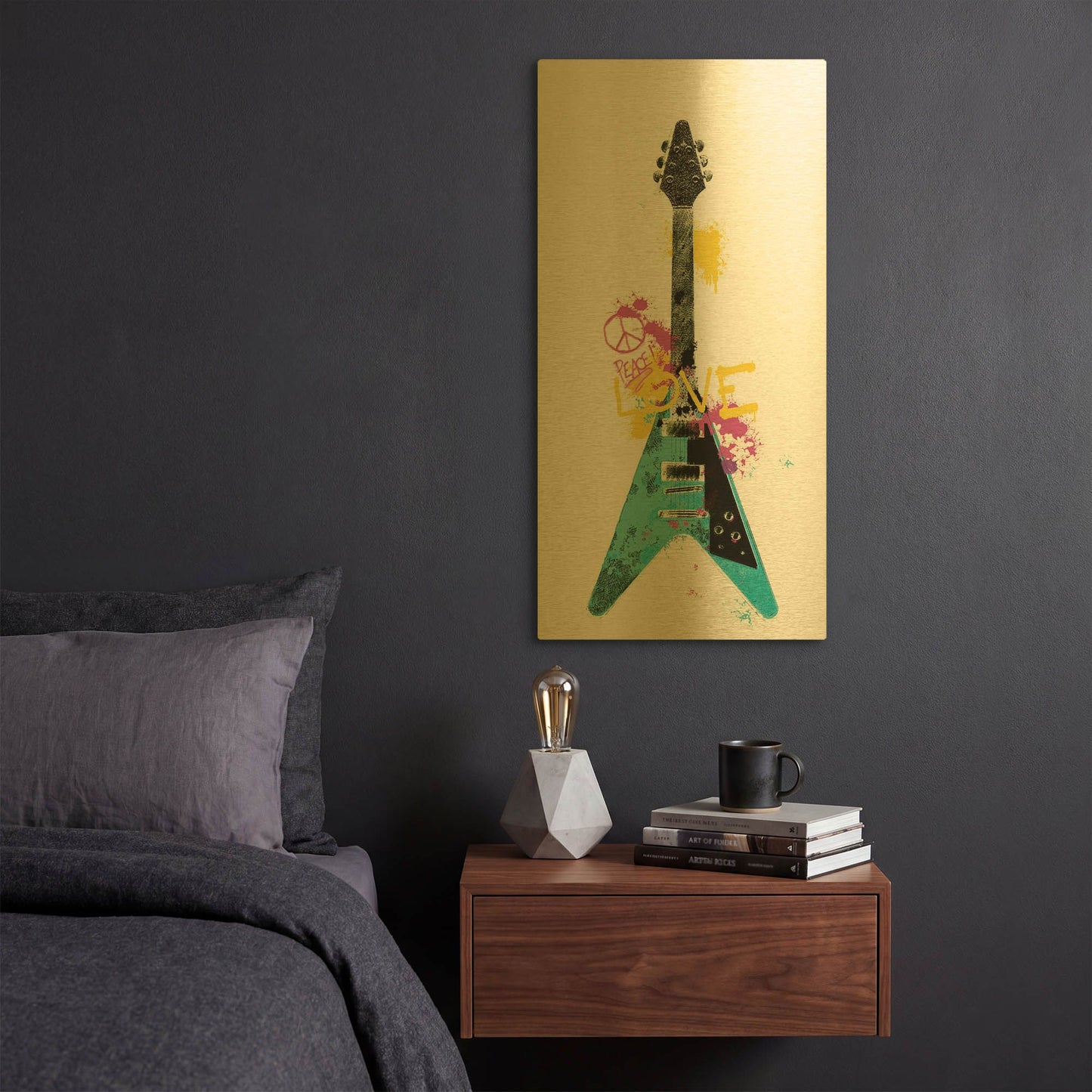 'Garage Band III Graffiti' By Mike Schick Gold Metal Wall Art