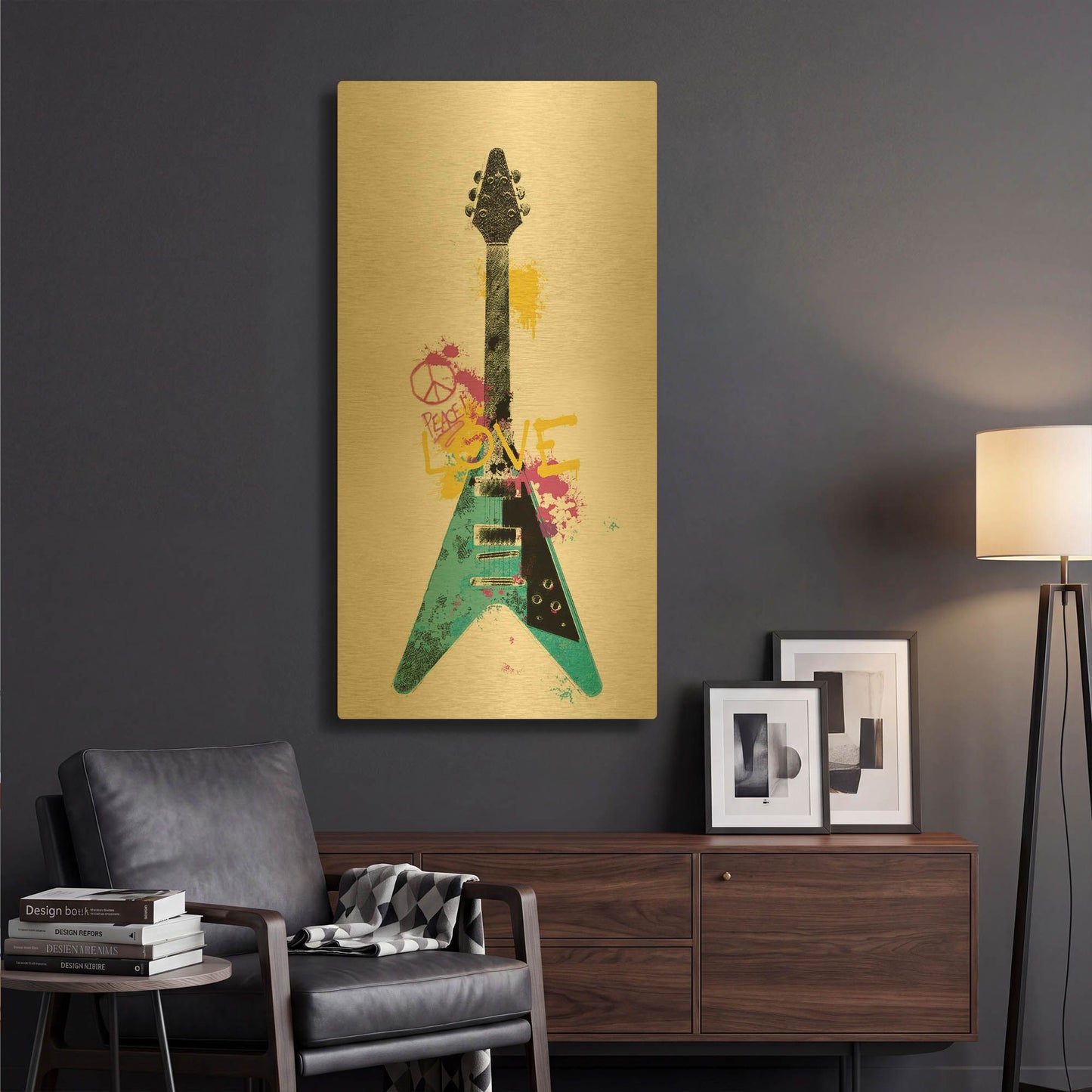 'Garage Band III Graffiti' By Mike Schick Gold Metal Wall Art
