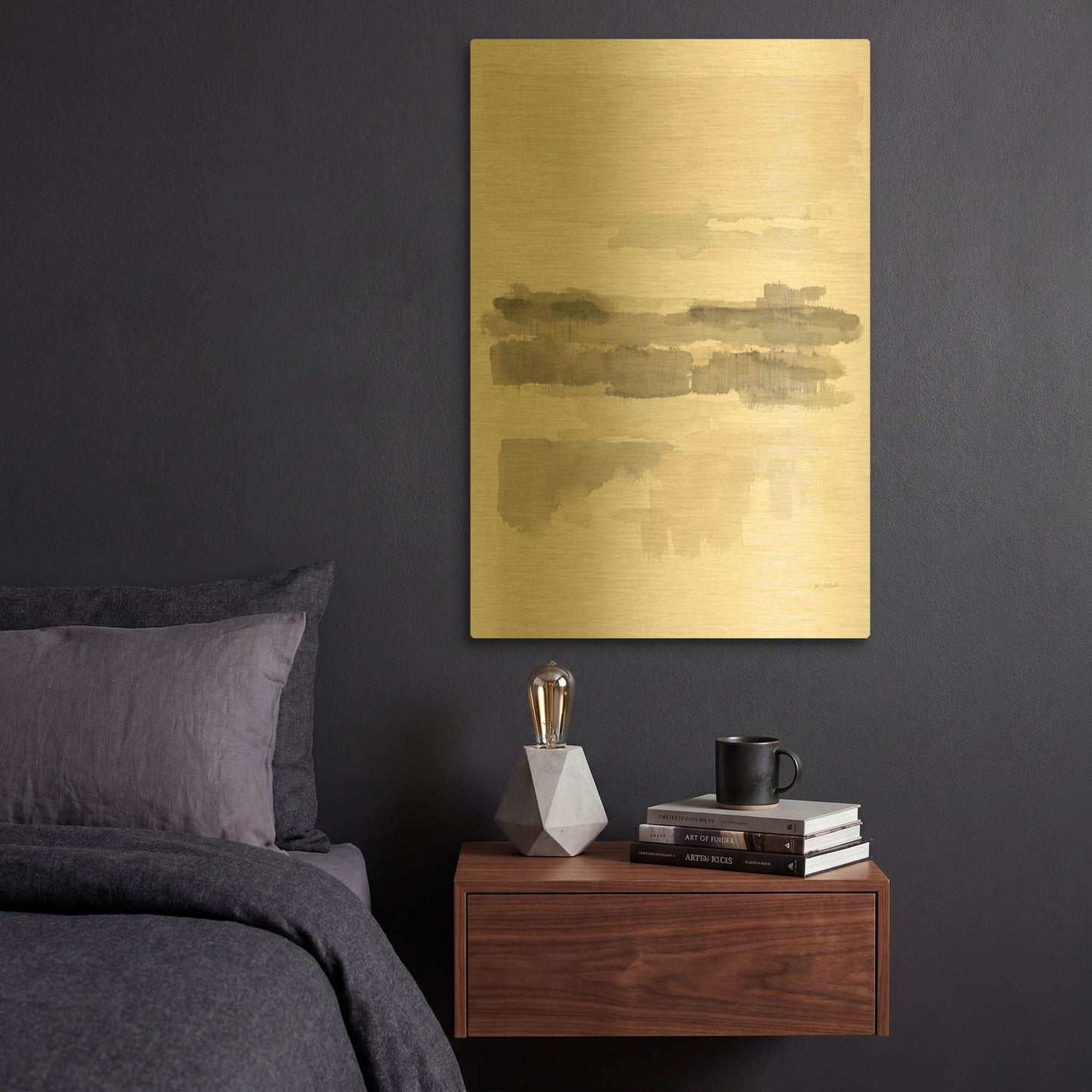 'Neutral Wetlands Crop' By Mike Schick Gold Metal Wall Art