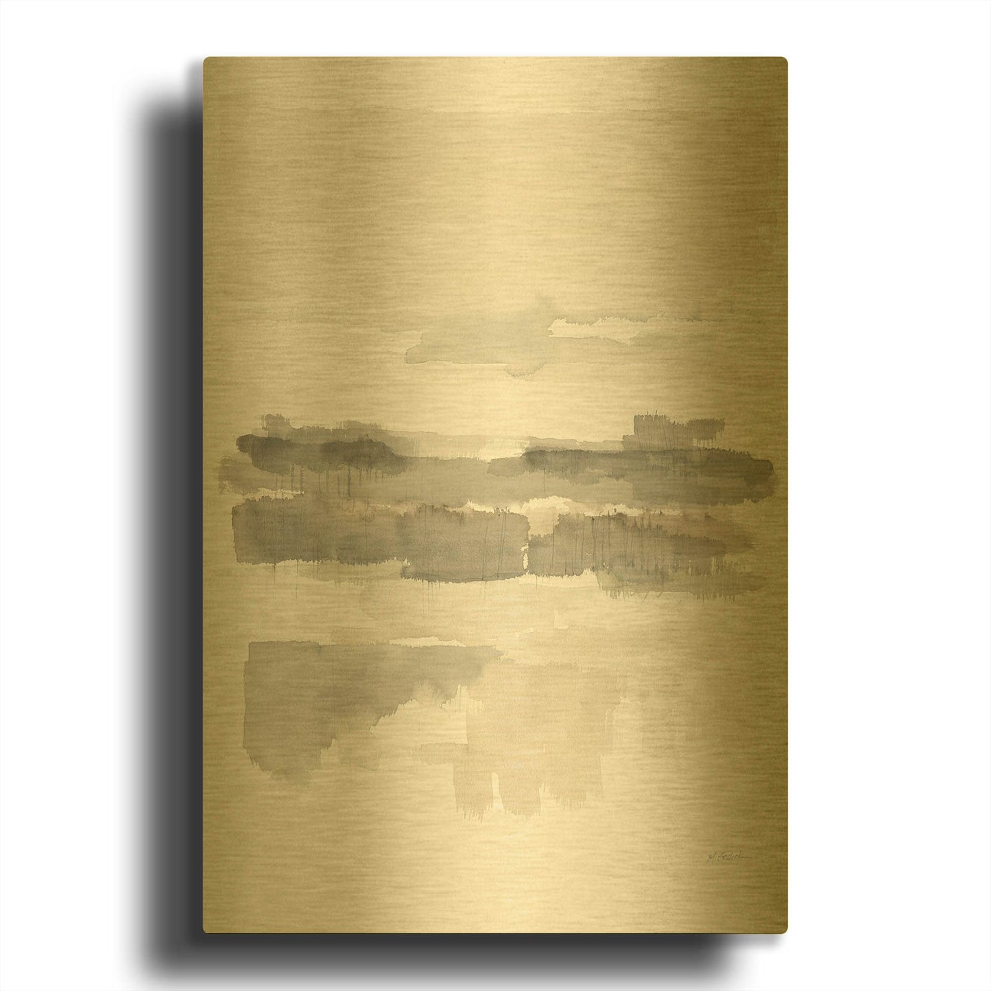 'Neutral Wetlands Crop' By Mike Schick Gold Metal Wall Art
