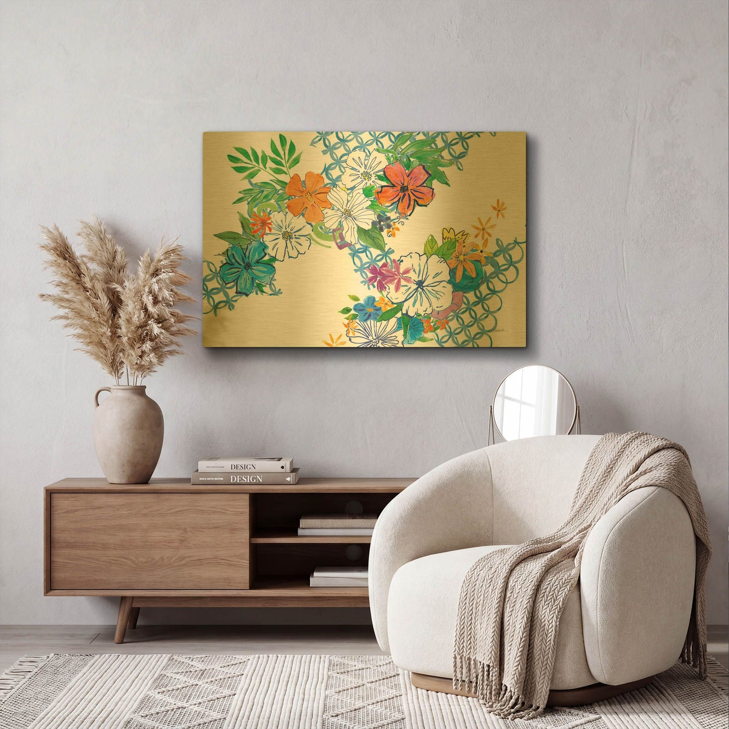 'Flower Power I' By Mike Schick Gold Metal Wall Art