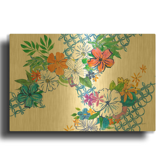 'Flower Power I' By Mike Schick Gold Metal Wall Art