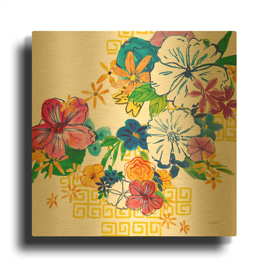 'Flower Power II' By Mike Schick Gold Metal Wall Art