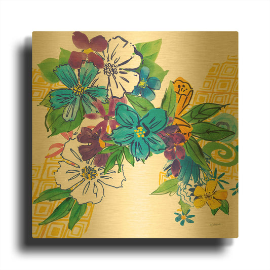 'Flower Power III' By Mike Schick Gold Metal Wall Art
