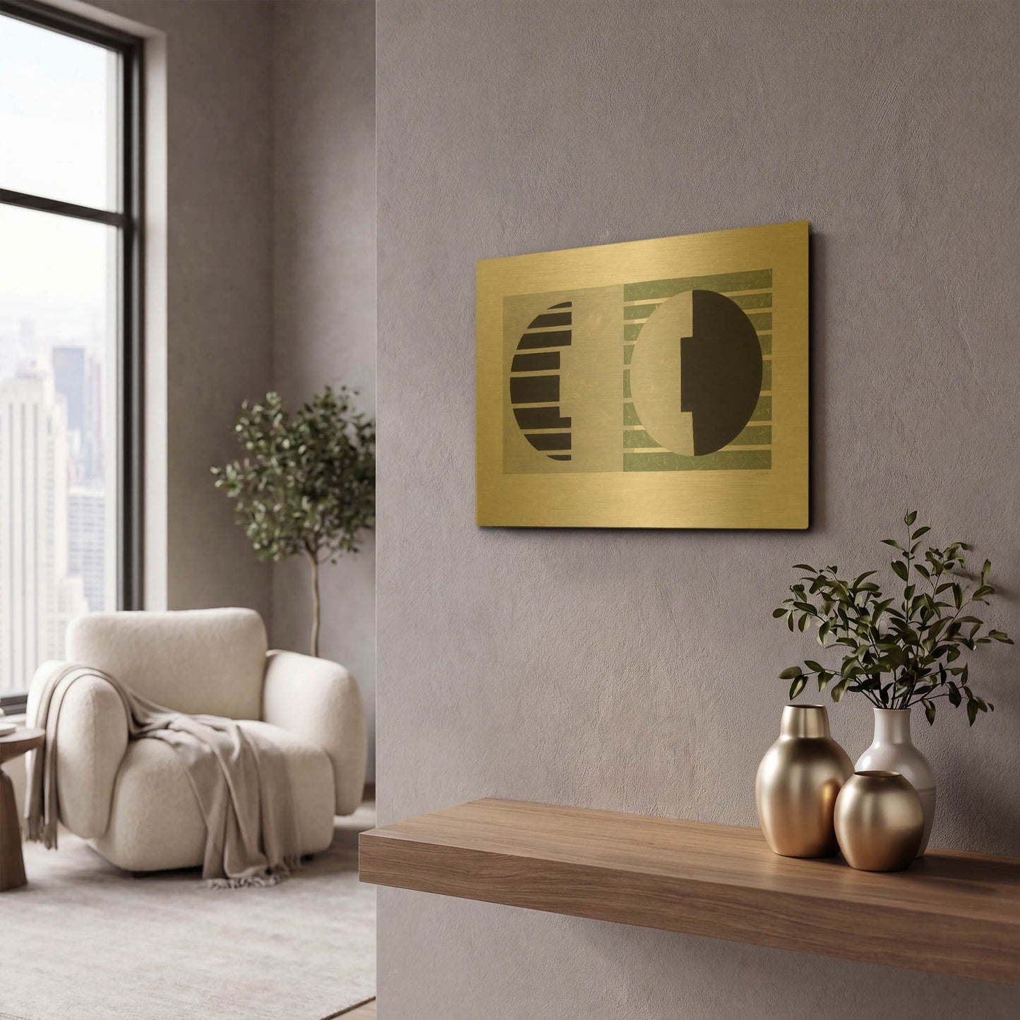 'Latitude Sage' By Mike Schick Gold Metal Wall Art