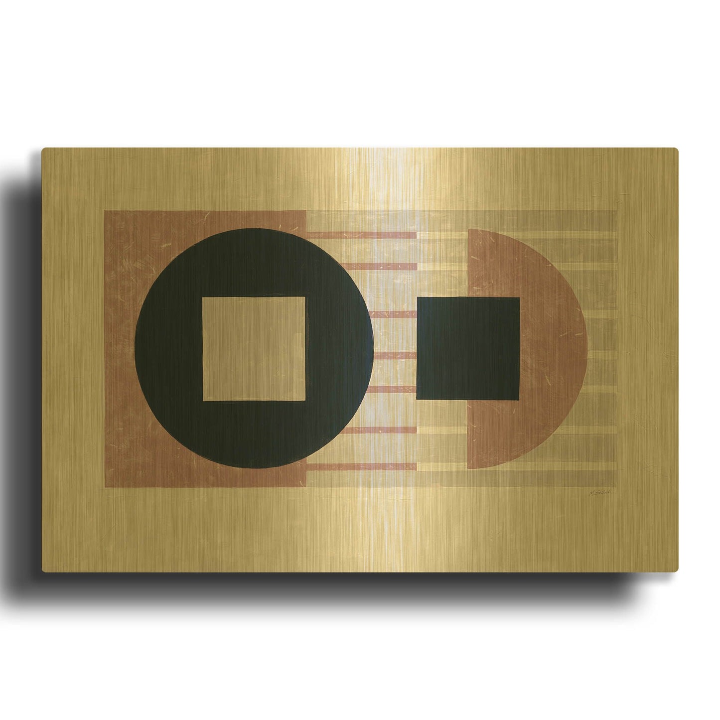 'Laterally Speaking Mauve' By Mike Schick Gold Metal Wall Art