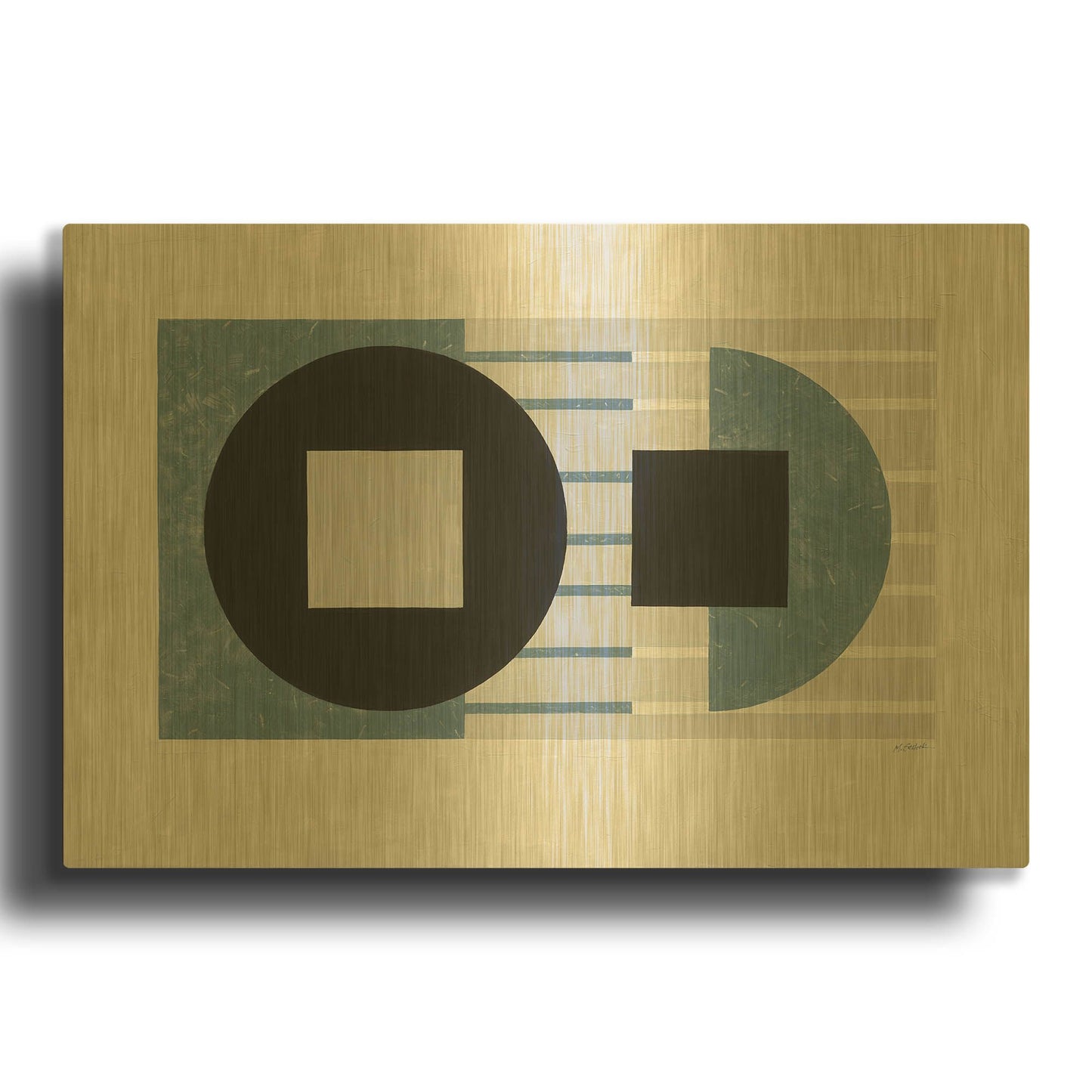 'Laterally Speaking Blue' By Mike Schick Gold Metal Wall Art