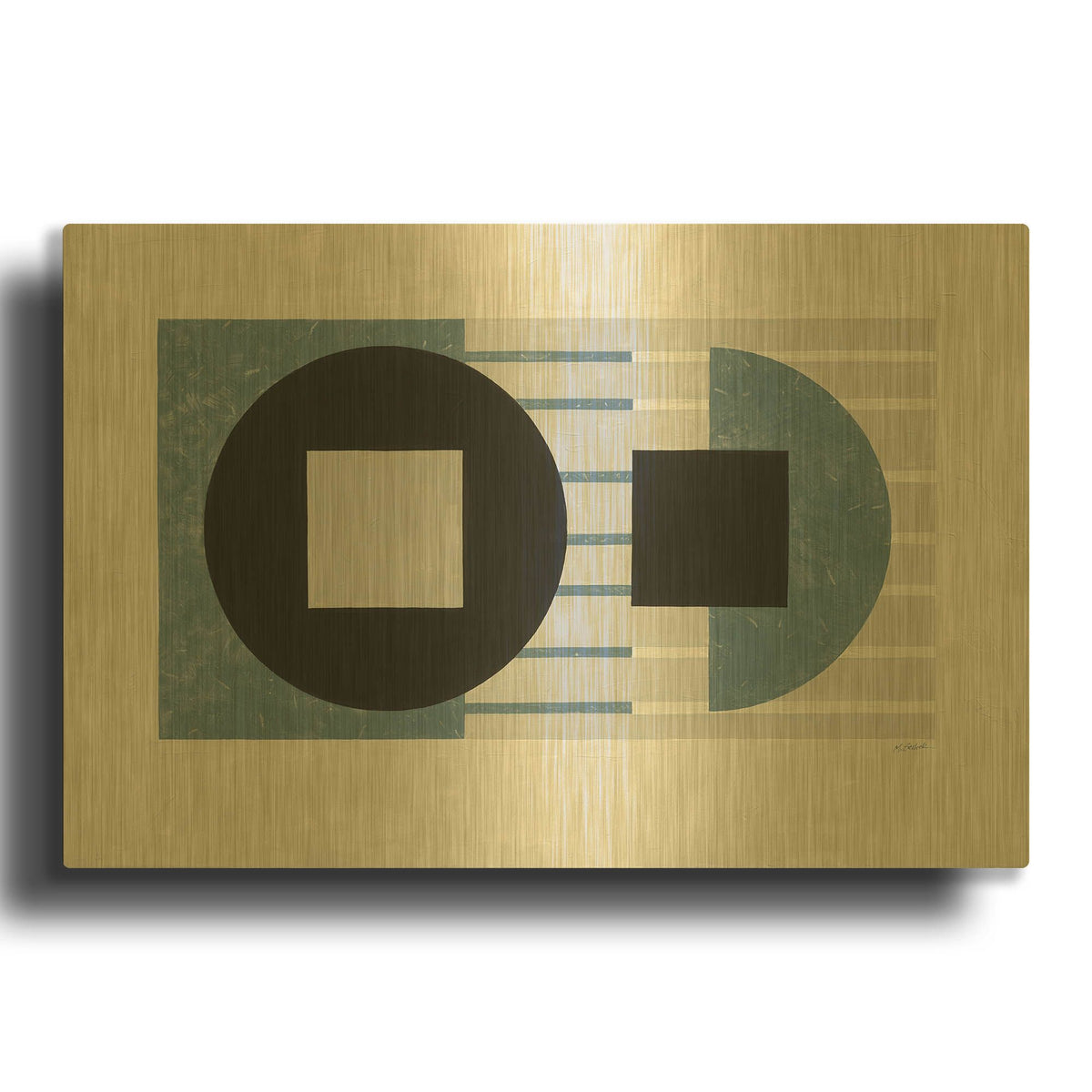 'Laterally Speaking Blue' By Mike Schick Gold Metal Wall Art