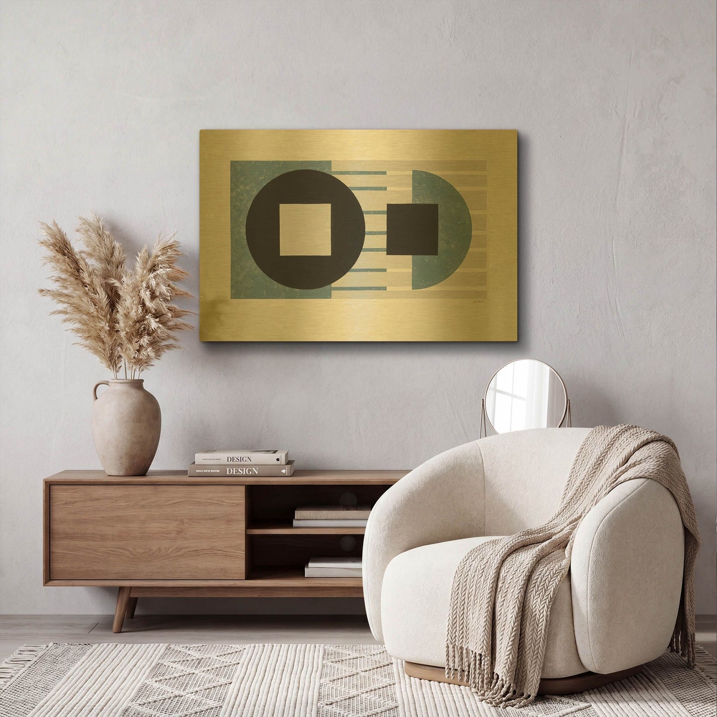 'Laterally Speaking Blue' By Mike Schick Gold Metal Wall Art