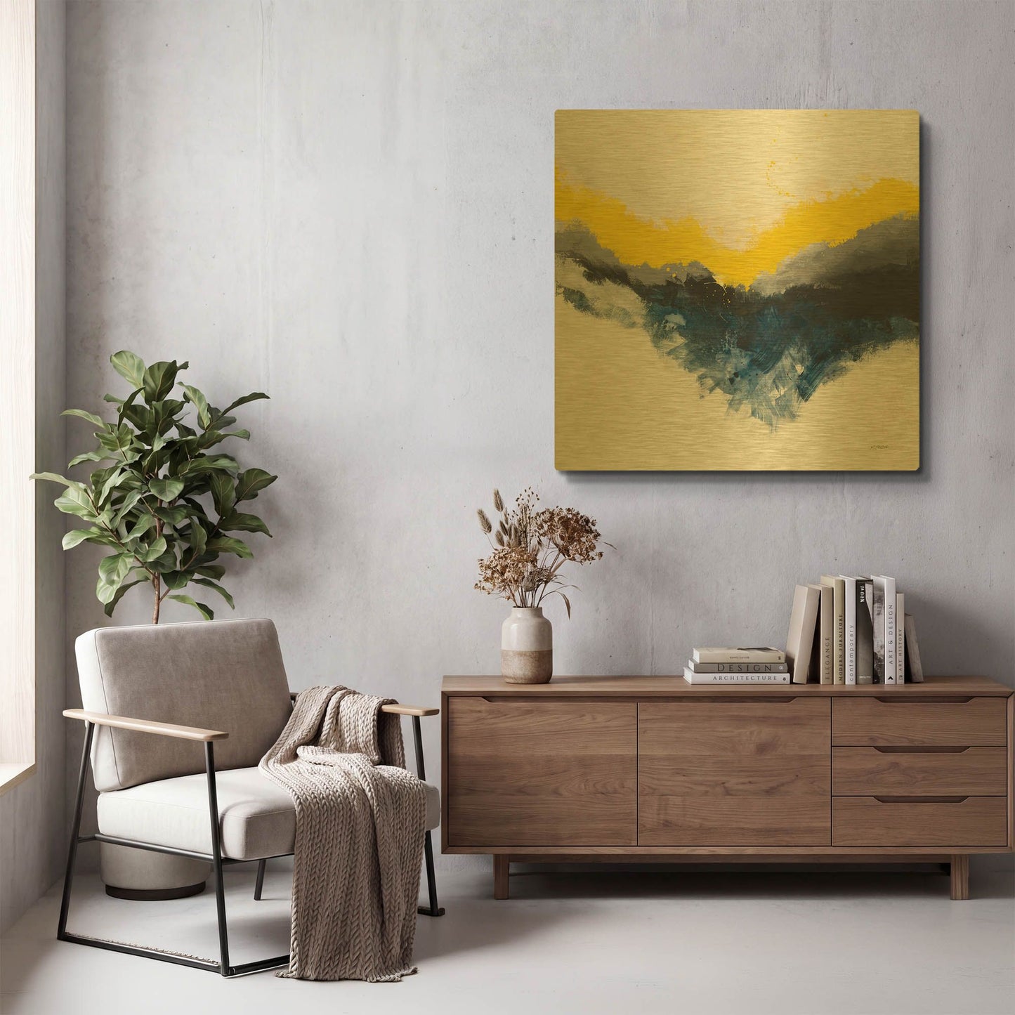 'Cascade' By Mike Schick Gold Metal Wall Art