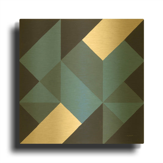 'Triangles I' By Mike Schick Gold Metal Wall Art