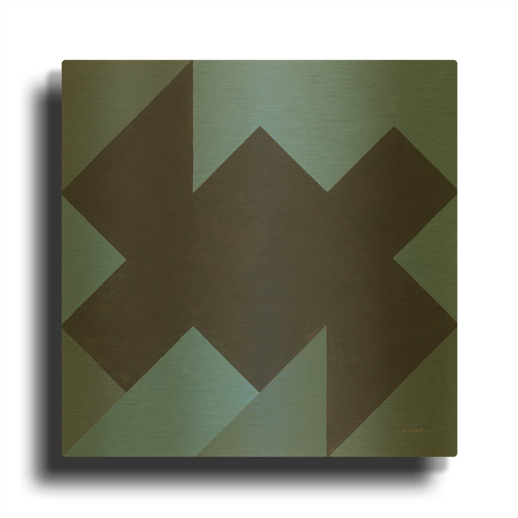 'Triangles II' By Mike Schick Gold Metal Wall Art