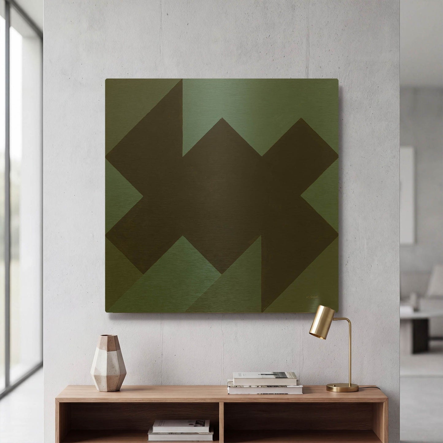 'Triangles II' By Mike Schick Gold Metal Wall Art