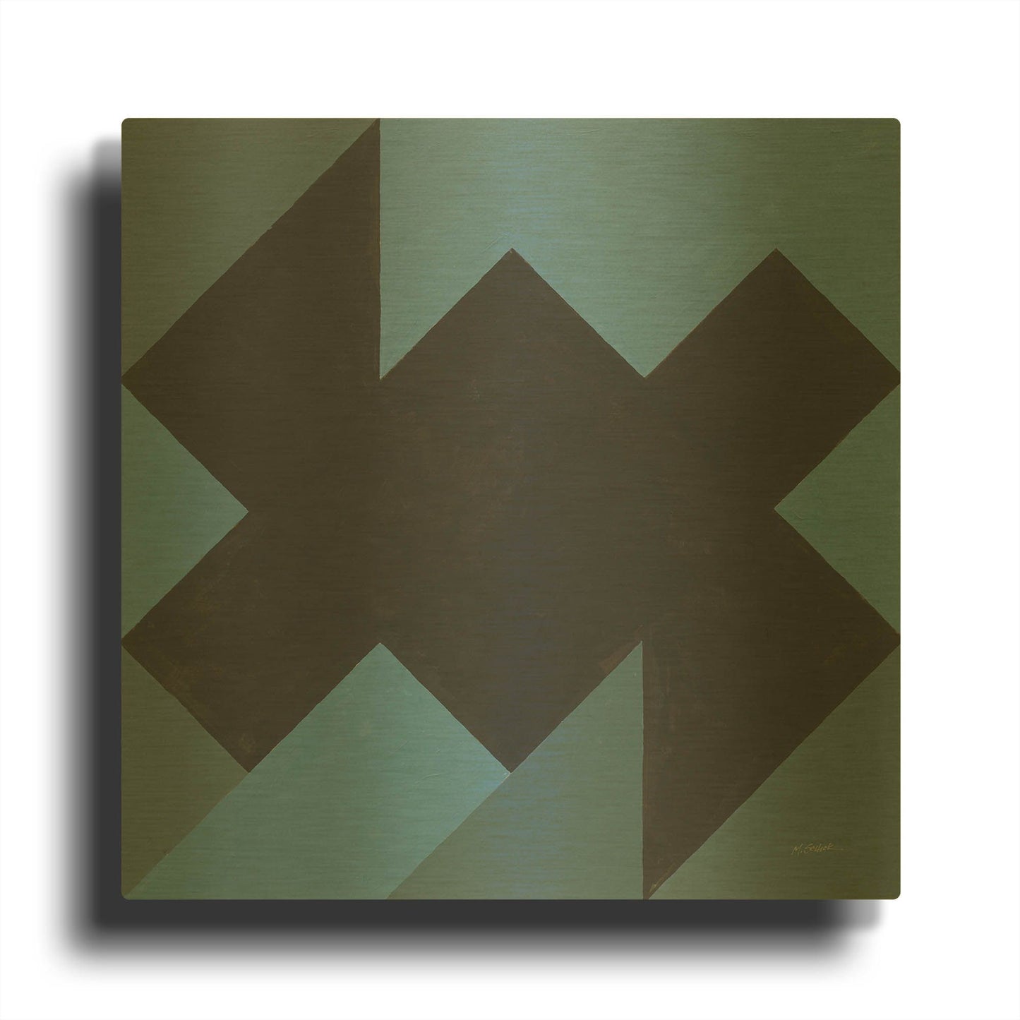 'Triangles II' By Mike Schick Gold Metal Wall Art
