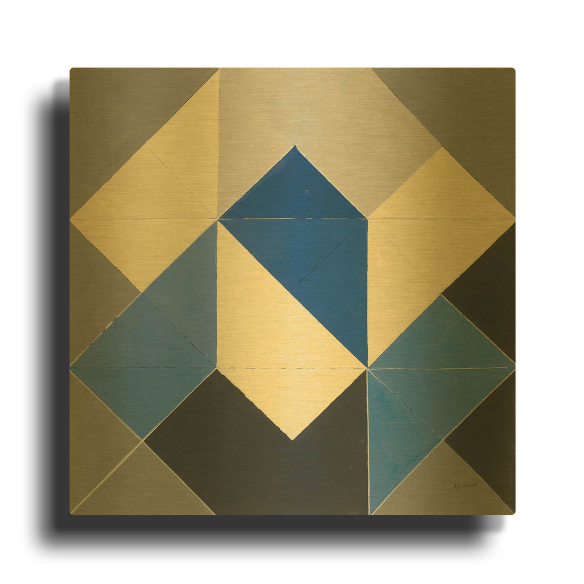 'Triangles IV' By Mike Schick Gold Metal Wall Art