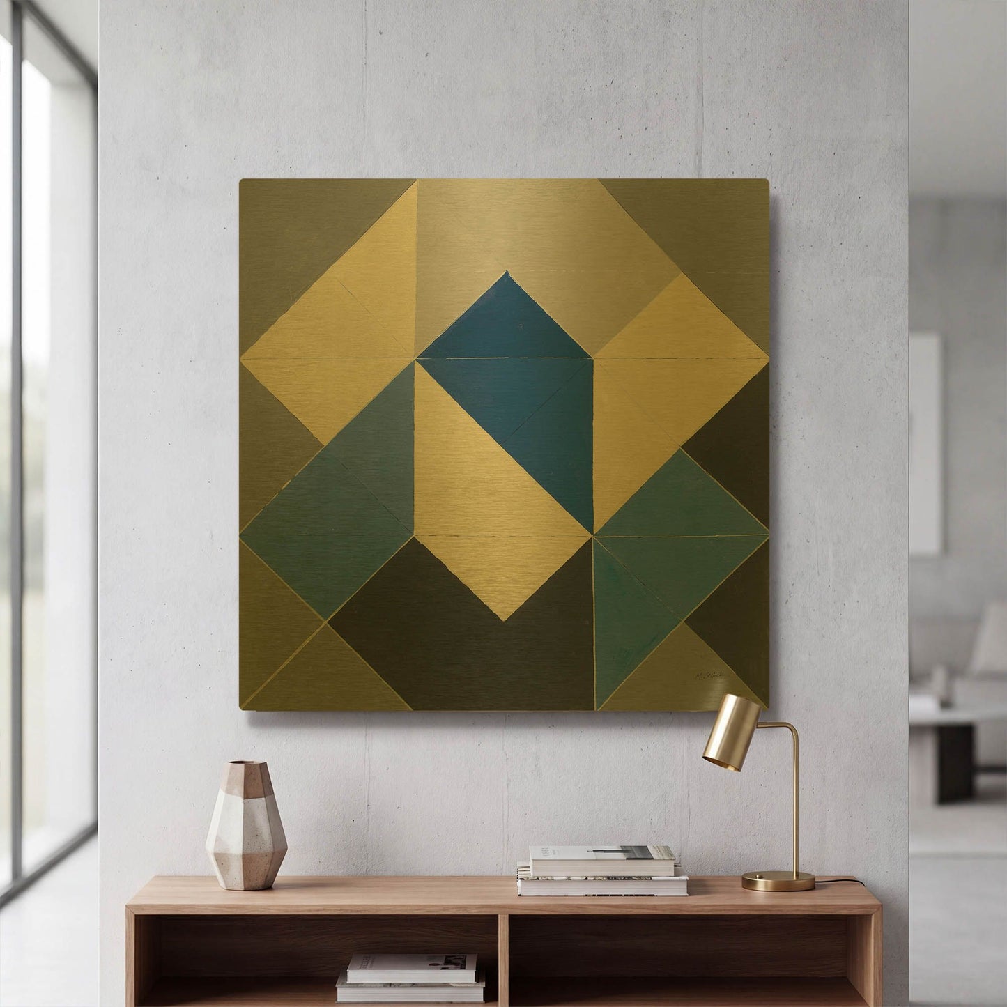 'Triangles IV' By Mike Schick Gold Metal Wall Art