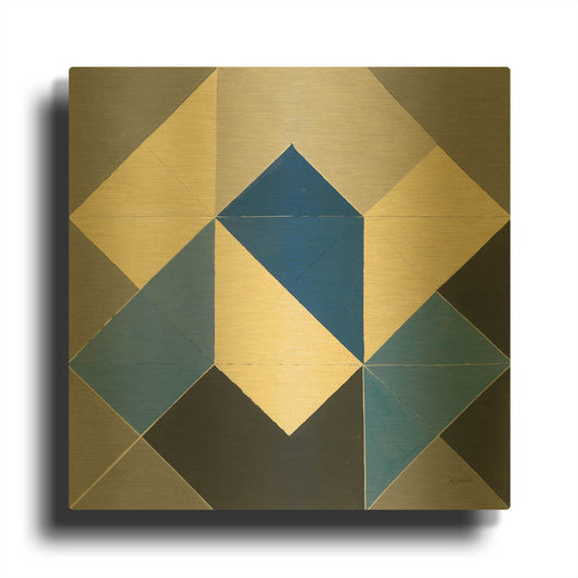 'Triangles IV' By Mike Schick Gold Metal Wall Art