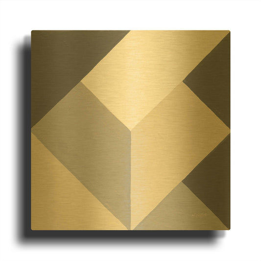 'Triangles I Neutral Crop' By Mike Schick Gold Metal Wall Art