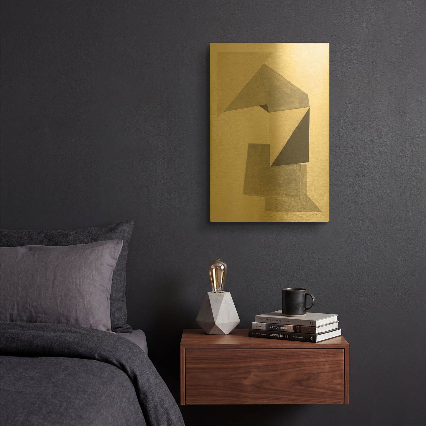 'Paper Trail Neutral' By Mike Schick Gold Metal Wall Art
